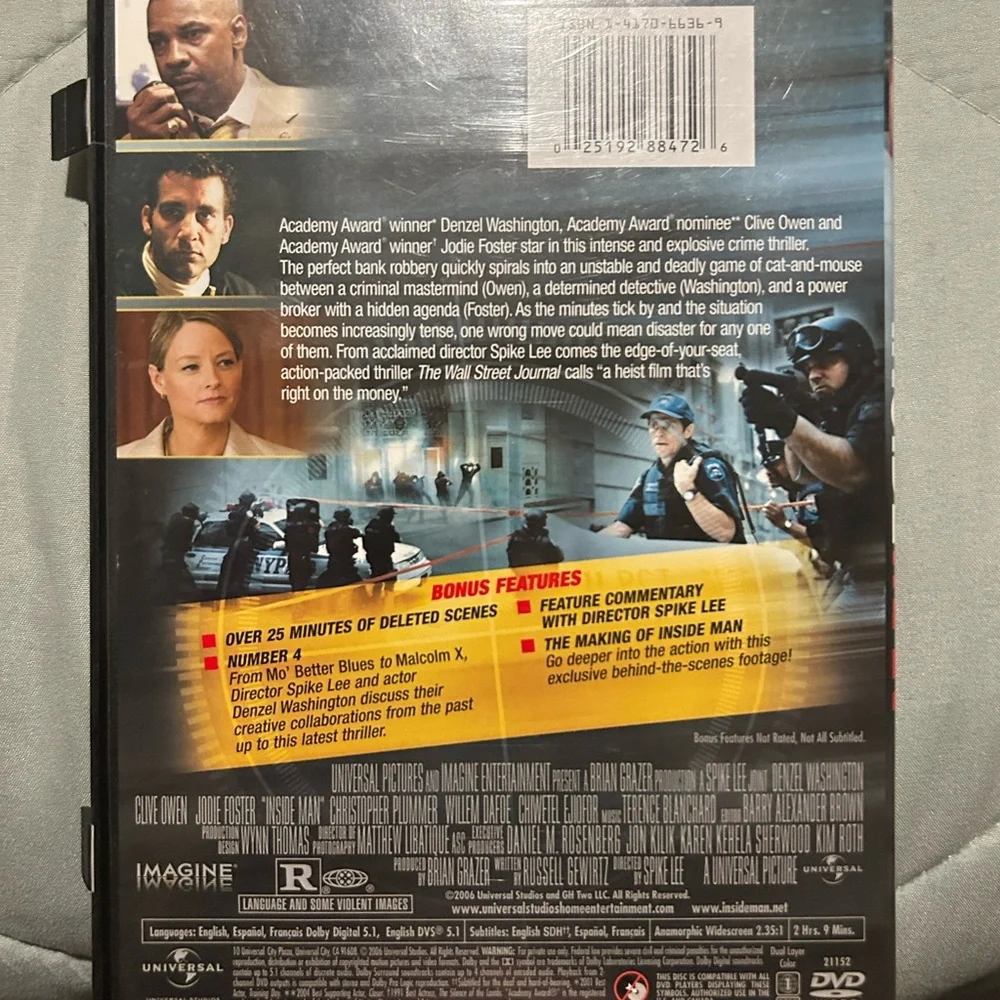 Inside Man DVD Movie - Black, Red, White Cover